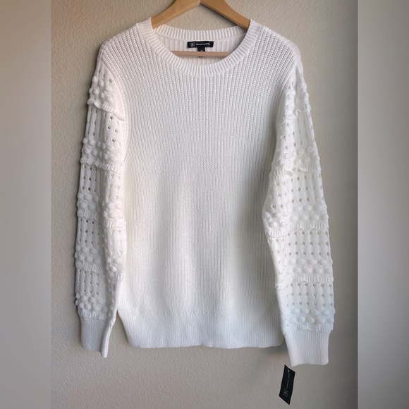 INC International Concepts Sweaters - INC Mixed Knit Sweater with Statement Sleeves